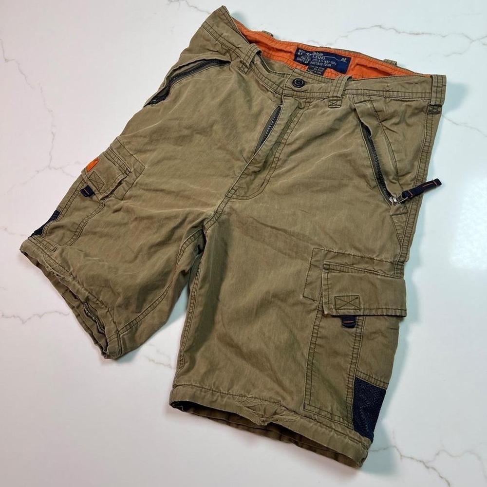 Abercrombie Cargo Shorts Olive Green Utility Y2K tactical